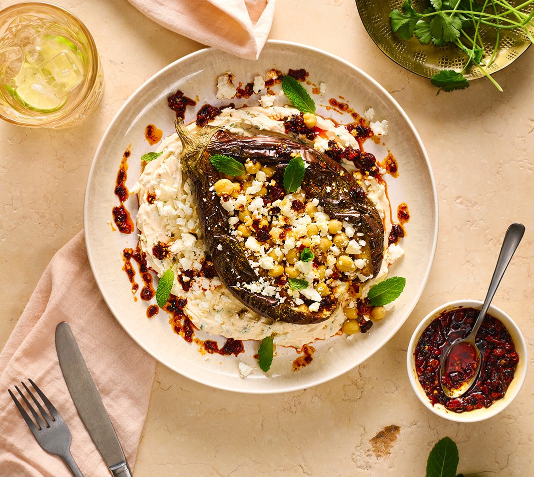 Gepofte aubergine met ras el hanout, een heerlijk recept!